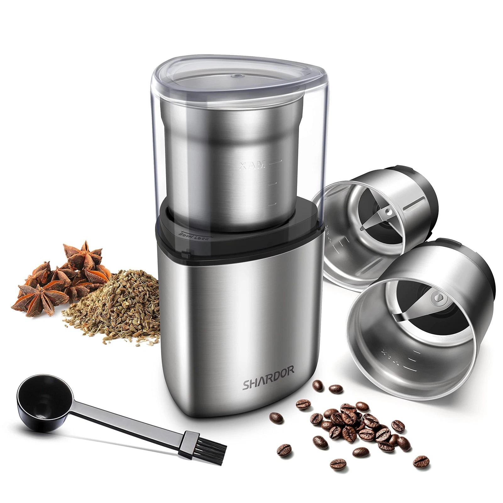 Electric Coffee Grinder Herb Blade Grinder Spices Grinder with 2 Removable St...