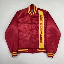 Vintage 80's Swingster U.S. Marines Jacket Mens M Red Satin Varsity Made USA