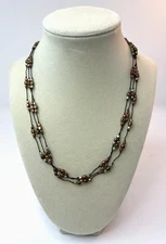 3 Strand ZAD Choker Necklace Tiny Beads Colors of Silver Copper Gold Tone 18"