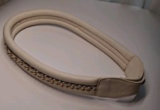 Vintage 80s Garfinckel's Padded white Leather Gold Chain Belt snap closure 29"