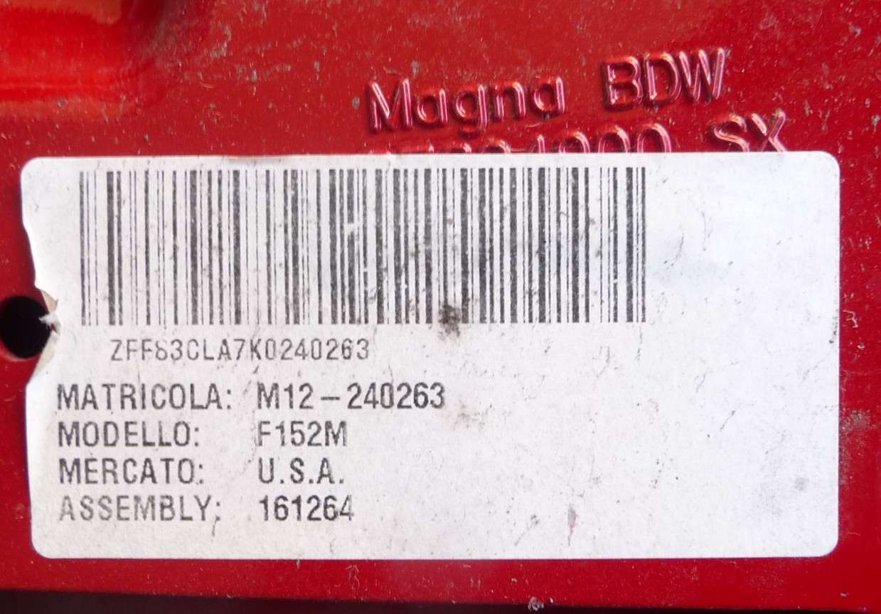 2018-2022 Ferrari F152M 812 Superfast/GTS Left SX Driver Door Shell 88070611 OEM