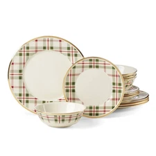 Lenox 894963 Holiday Plaid 12-Piece Dinnerware Set