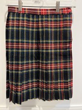 Vintage Girls Wool Orlon Plaid Pleated Side Zip Skirt Elka Novitus in England