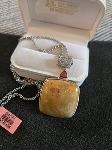 Fossil Coral Pendant Necklace Simulated Red Diamond Coral Pendant Necklace 53 C