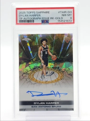 DYLAN HARPER 2025-26 TOPPS CHROME ISSUE ROOKIES GOLD RC AUTO /50 PSA 8 Q2754