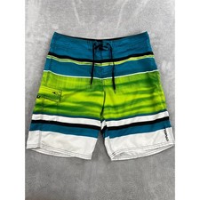O'Neill Striped Board Shorts 34 Blue Green Men Surf Beach Swim Trunks