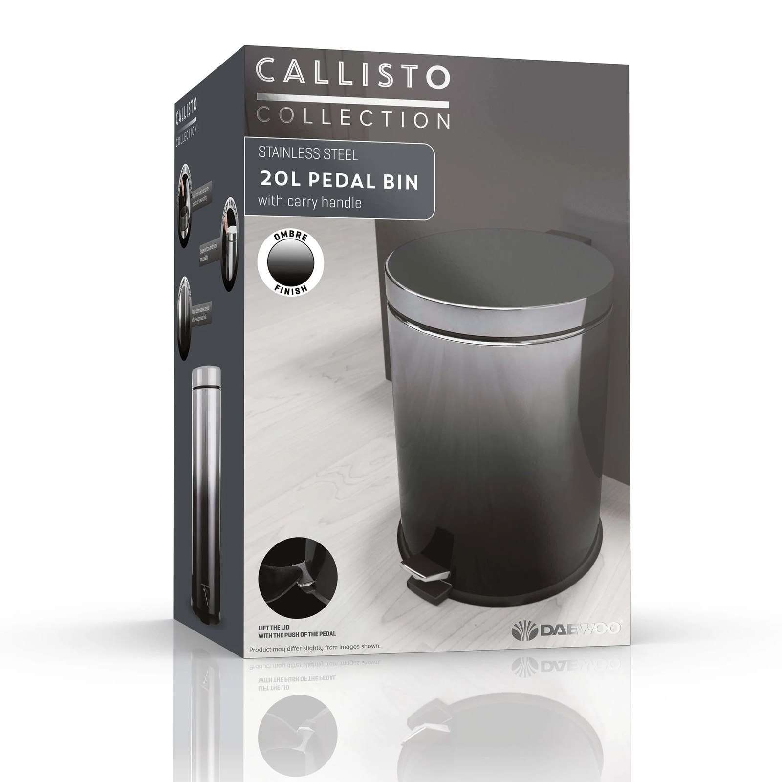 Daewoo Callisto Chrome & Black Pedal Bin - 20L