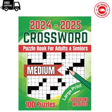 2024-2025 Crossword Puzzle Books For Adults Large Print 100 Puzzles With Solutio