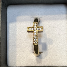 Vtg Sterling Silver 925 GP Cross Ring S8 & 12...