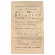 QUAKER STAMP CO. List of Sets & Supplies Pamphlet Toledo Ohio Ephemera 1900's