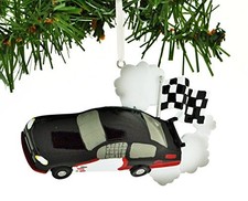 Child Race Car Black Personalized Christmas Tree Ornament