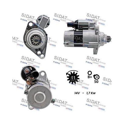 Démarreur mécanique Sidat S12VA0117A2 pour berline essence et diesel VW Audi