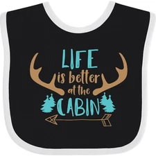 Inktastic Life Is Better At The Cabin, Deer Antlers, Camping Baby Bib Campers