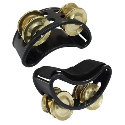 2 Pack Foot Shaker Tambourine Steel Gold Jingle Bells Percussion Instrument NEW!