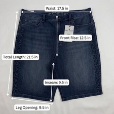 NWT Gloria Vanderbilt Womens Amanda Bermuda Denim Shorts Embroidered Blue 16P