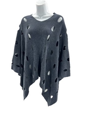 Marla Wynne Gray Poncho Sweater Lagenlook Holy Size Xs Goth Witchy