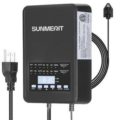 Sunmerit 300 watt Low Voltage Landscape Transformer with 2 Zones Independent ...
