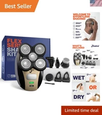FlexSeries Waterproof Shaver for Men - 5 Blades, Nose Trimmer & More Attachments