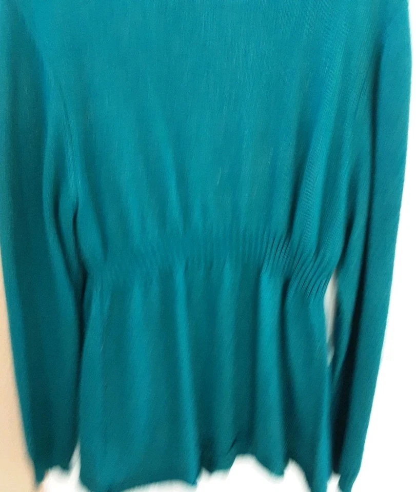  Long sleeve cardigan sweater blue green rhinestone holiday XL Daisy Fuentes  - Image 2 of 4