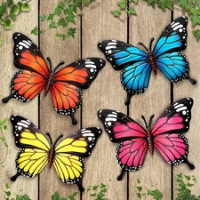 4 Pack Metal Butterfly Decorations, 6.7 in Butterfly Wall Art Sculpture Hanging