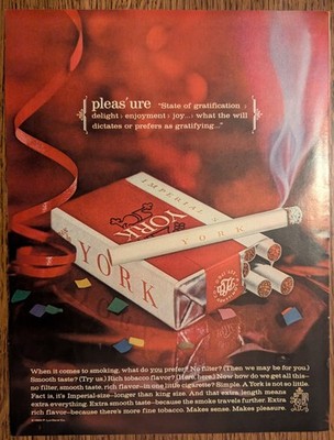 York Cigarettes Definition of Pleasure 1963 Vintage Folio Smoking Print Ad