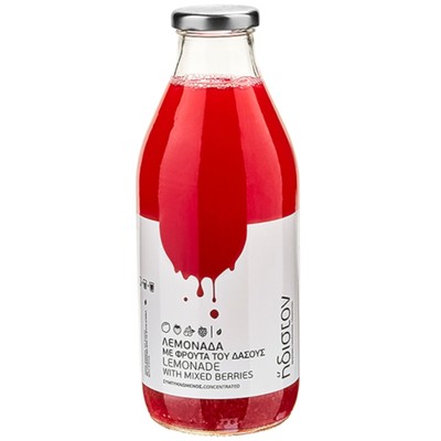 Natural concentrated Lemonade with Forest Fruits Stevia juice from Greece 750ml