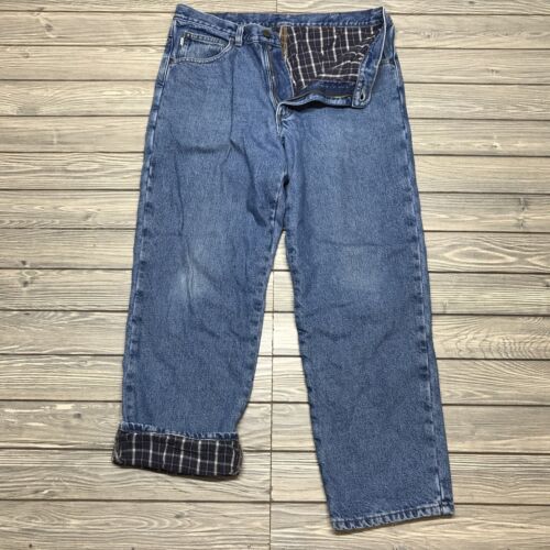 LL Bean Double L Classic Fit Flannel Lined Blue Jeans Pants Men's Size ...