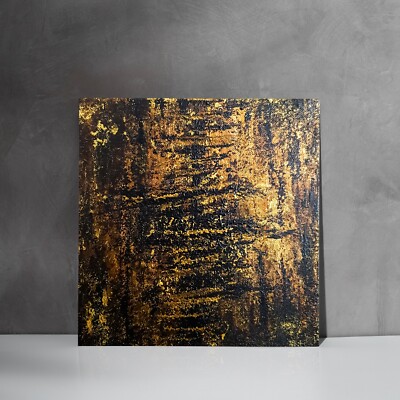 The Glimpse   20 x 20 cm, Struktur-Acryl warme Töne & Gold Leinwand Keilrahmen
