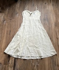 Reformation Ivory Linen Tie Front Sleeveless Midi Dress Womens Sz 2