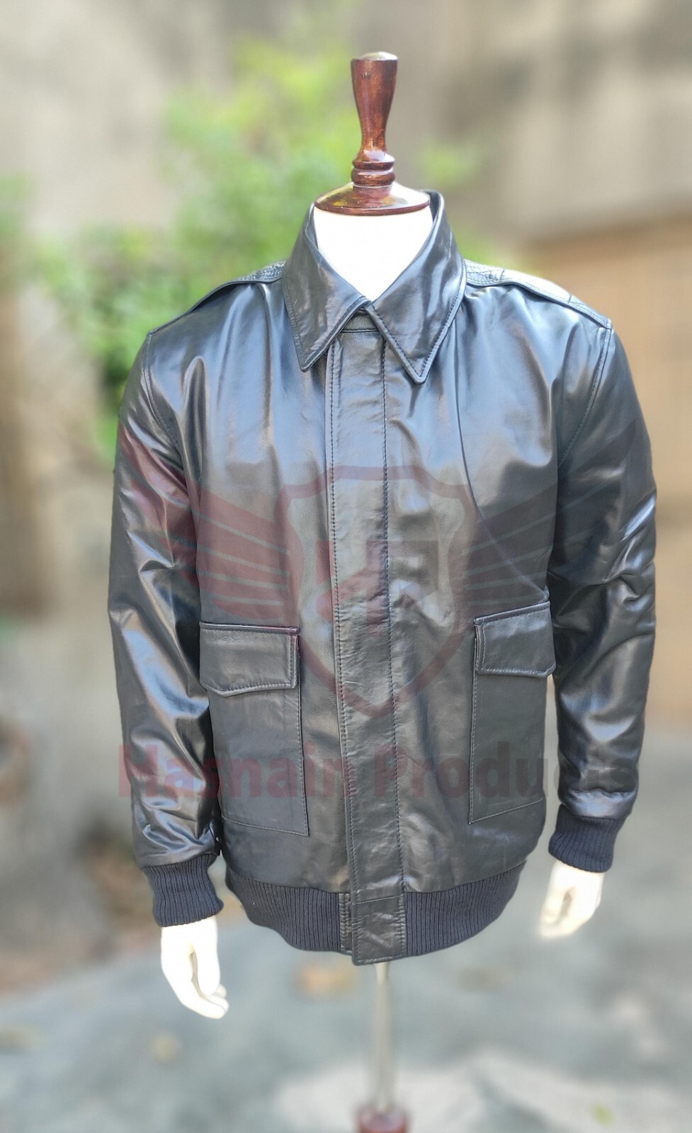 Men's Natural Leather Bomber Jacket Motorcycle Pilot Flight Outwear-image