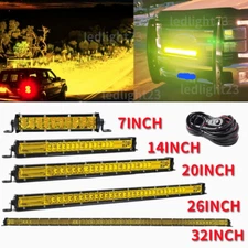 7" 14" 20" 26" 32" yellow LED Light Bar Spot Flood Combo Offroad SUV Driving ATV