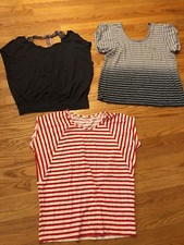 AMERICAN EAGLE OUTFITTERS ++ J CREW Lot of 3 Shirts Tops Blouses Womens Sz L #c1