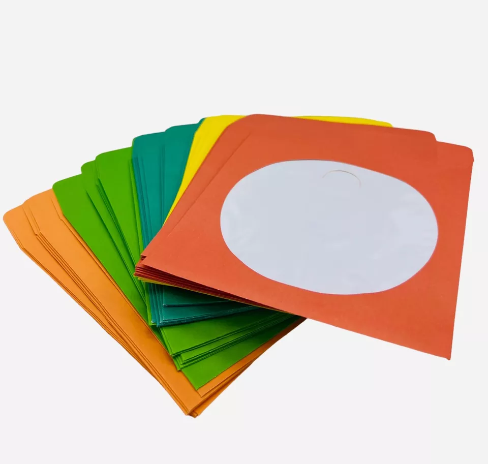 100 CD DVD Disc Colour Paper Sleeves with Window Front And Tuck Flaps - Image 3 of 4