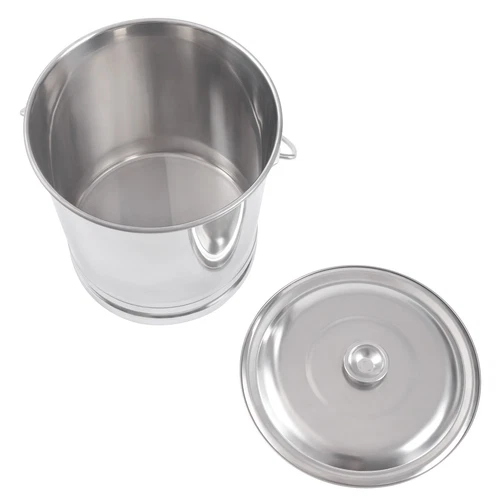 Secchio per Latte in Acciaio Inox 14L con Coperchio Lattiera Lattiera Vino Secchio NUOVO - Foto 6 di 10