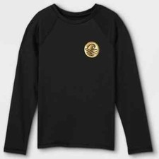 Art Class Girls Long Sleeve Rashguard Swim Top Stretch Black Size S 6/6X NWT