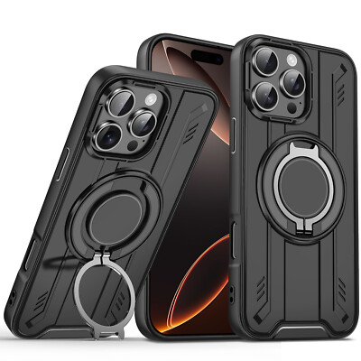 For iPhone 17 Pro Max 16e 16 15 14 13 12 11 Shockproof Ring Stand Mag Safe Case