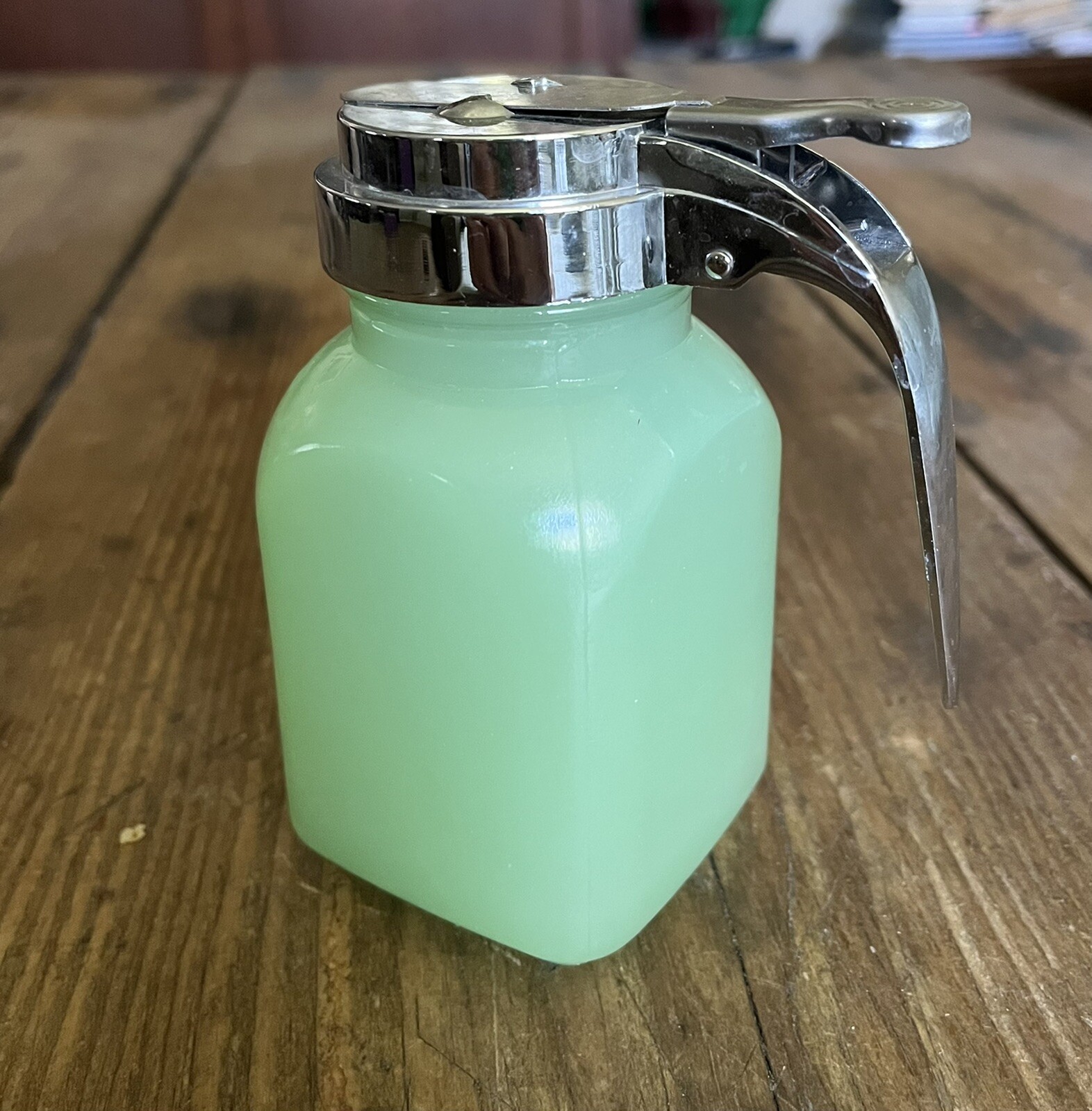 TableCraft Jadeite Green Glass 6oz Syrup Dispenser eBay