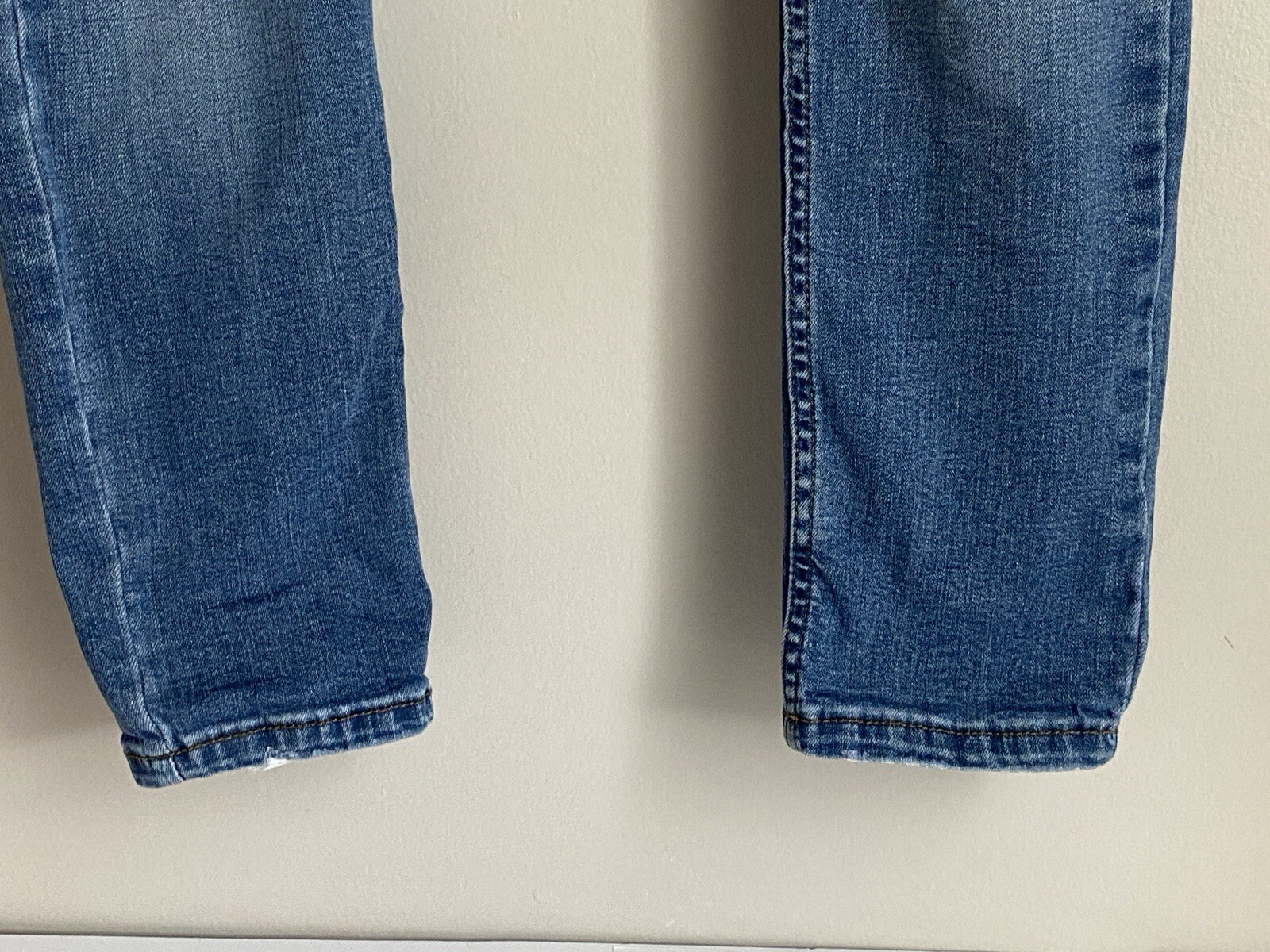 Topman 34x28 distressed Spray On skinny blue jeans medium wash mid rise stretch image 8