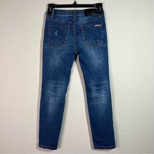 Hudson Medium Blue Low Rise Distressed Straight Leg Jeans Girls Size 8 - Picture 6 of 8