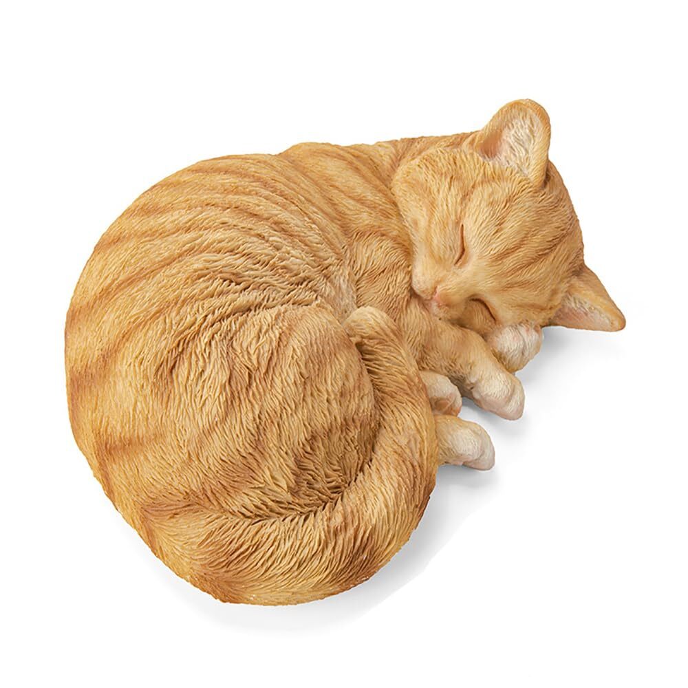 Decor 8.27”L Resin Realistic Cat Scu Sleeping Orange Tabby Cat Garden Statue