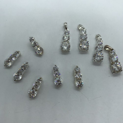 Vintage Lot Slider Pendants Rhinestones clear Crystals 10 pieces - Afbeelding 6 van 9