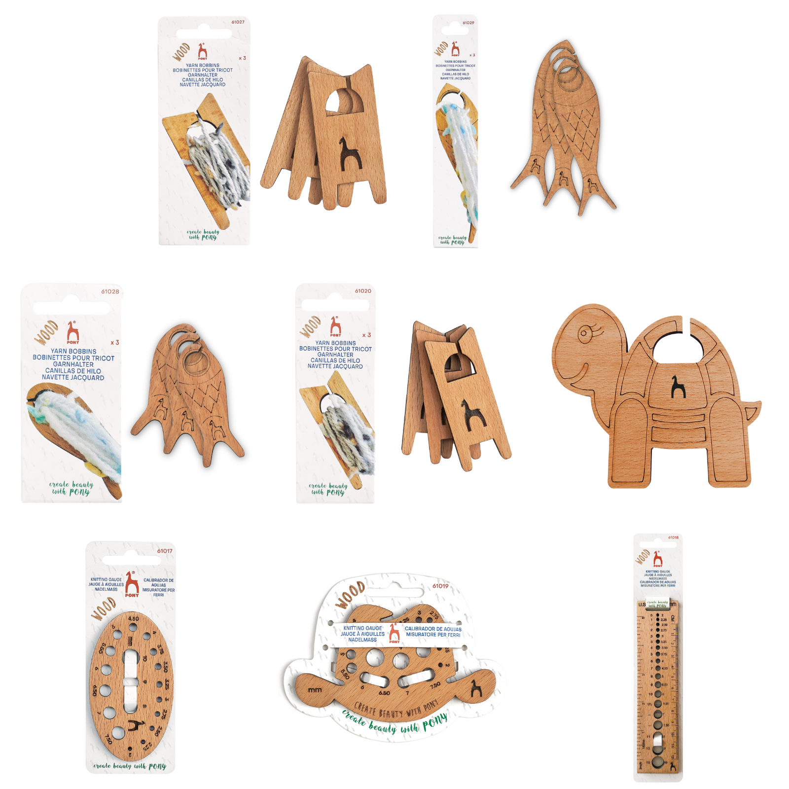 Accessori per maglieria legno di faggio pony calibro bobine filato tartaruga pesce ovale