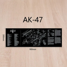Gun Rifle Cleaning Service Mat For AK 47 Parts Diagram Print 12 x 36 inches.