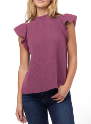 Joe s Jeans Gauze Flutter Sleeve Top Purple Size XS, NEW NWOT MSRP $178