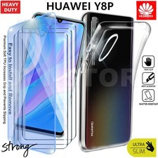 CUSTODIA per HUAWEI Y8P P SMART S Cover TPU SILICONE TRASPARENTE Pellicola VETRO
