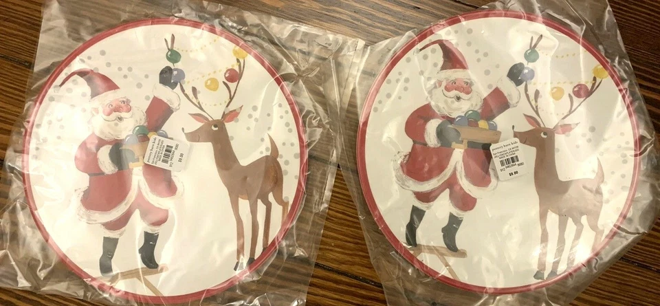 Disney Pottery Barn Plate Rudolph Reindeer Santa Christmas holiday gift party , - Image 4 of 4