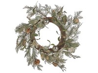 Weihnachtskranz GrüN/Gold 45 Cm Rund KüNstlich Mit Zapfen Und Kugeln Hovila