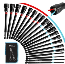 SHALL 20-Pc Magnetic Nut Driver Set, 6” SAE & Metric for Impact Drill