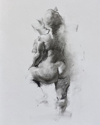 Original expressive female nude figure drawing, A2 size (42x59.4cm) artwork