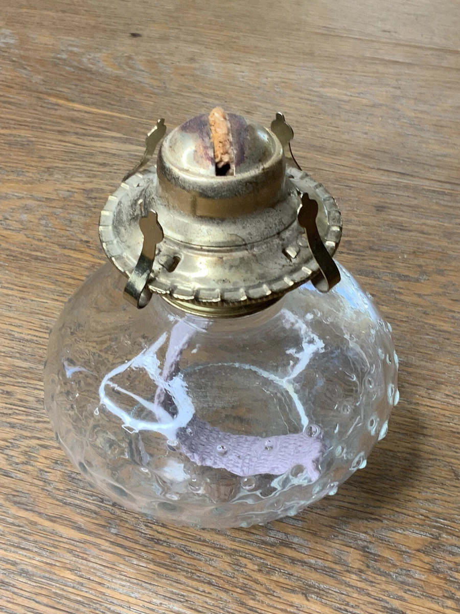 Vintage Oil Lamp Clear Raised Dot Glass eBay